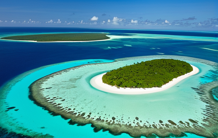 Aldabra Atoll**
"A vibrant aerial view of Aldabra Atoll, a massive coral reef encircling a shallow lagoon, with lush green islands. Giant tortoises are visible on the beaches and in the shallow waters. Clear blue skies and turquoise waters. safe for work, appropriate content, fully clothed, perfect anatomy, natural proportions, high-resolution photography, family-friendly, professional"
**
